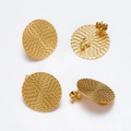 Golden round stud earrings featuring a sophisticated spiral woven texture for DIY jewelry - 20mm Embossed Round / Gold