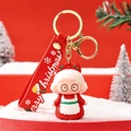 Cartoon Frau Weihnachtsmann Schlüsselanhänger mit rotem Silikonband und Goldring - Weihnachten Weiblich