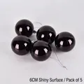 5-pack of 6cm glossy black Christmas plastic ornaments with silver hanging strings - Black Shiny Surface / 6CM Glossy - 5 Pack