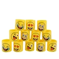 12er-Set gelbe Regenbogen-Spiralen mit Emoji-Gesichtern, gestapelt auf weißem Grund - 12er Set / Runder gelber Emoji