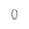 Silver beaded huggie hoop earrings with polished spheres in a minimalist design - Round Beads / Silver