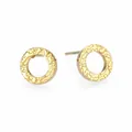 Elegant hammered 14K gold plated stainless steel circle stud earrings for fashion jewelry - Hammered Round (YE14990) / 8x8mm / Gold