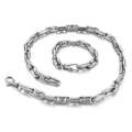 Conjunto de collar y pulsera para hombre en acero inoxidable plateado con eslabones de clip - Conjunto de joyería color acero (KS138745-Z)