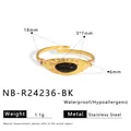 Detailed size chart of a 6mm stainless steel ring with stone dimensions and 1.1g weight - Black Stone Style (NB-R24236-BK)
