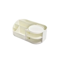 Creamy white desktop organizer with five compartments and two clear acrylic drawers - Small (No Mirror) / Milk Yellow