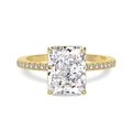 S925 sterling silver gold ring with radiant ice flower cut zircon and side stones - US 5 / Radiant Rectangle Style (DY120099)