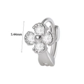 Silver four-petal flower hoop earring with clear cubic zirconia, 5.44mm diameter size - #18 White Clover Style
