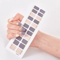 UNE020 self-adhesive gel nail wraps in gray and beige with elegant gold line details - Grey Beige Nude Gold Line Gel Style (UNE-20)