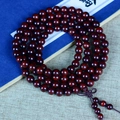 Multi-wrap sandalwood prayer beads with traditional Chinese knot in deep reddish brown - High Density Old Material Mala Style / 6mm*108 Beads