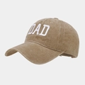 Brown washed cotton baseball cap with white DAD embroidery in a vintage dad hat style - Soft Top Solid DAD Khaki
