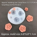 Stampo in silicone a 6 cavità con fiori di rosa per resina e artigianato fai-da-te - Stampo per 3 rose grandi e 3 piccole