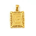 18K gold-plated hollow geometric square pendant necklace featuring embossed letter E charm - Letter E (SP598G-E)