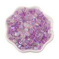 5mm iridescent glass cube beads with purple stripes for DIY jewelry making - Purple Mix