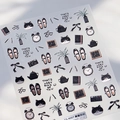Autocollants nail art gaufrés motif Black Cat Diary TS-4007 avec dessins de chat noir - Journal de Chat Noir (TS-4007)