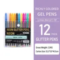 Set van 12 glitter gelpennen met 1,0mm punt in een transparante plastic verpakking - Glitterpen / 12 Stuks
