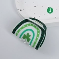 White St. Patrick's clover hair claw clip with green rainbow and leopard print patterns - Rainbow Shamrock Pattern Hair Claw