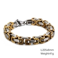 Two-tone gold and silver stainless steel geometric link chain bracelet with lobster clasp - Gold and Silver Thick Style (KB106720-Z)