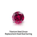 Titanium stalen oorknopje met een roze roze zirkoon in een klassieke vierklauwzetting - Titaniumstaal Rood Korund [één] / M09*3mm [alleen Boor]
