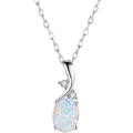 Collier en argent élégant avec pendentif opale ovale et accents de zircon brillants - Platine