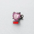6mm heart-shaped pink zircon micro dermal anchor stud with steel base for piercing - 6mm / Pink (5#Pink)