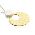 Minimalist necklace featuring a gold hammered hoop and silver coin pendant charm - Two Tone Gold/Silver Hammered Large Hoop Style [No Chain] (KP28883-K)