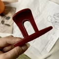Elegant deep red matte hair claw clip in a minimalist arched design for women's styling - Wine Red - Top Hat T-Shape Medium Claw (8cm)