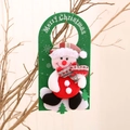 Christmas door hanging decor featuring green felt base with a 3D plush snowman and silver text - Snowman