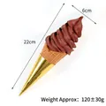 Chocolate soft ice cream fake model with waffle cone and dimensions 22cm x 6cm - Brown