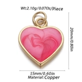 Macro view of 15mm orange marble resin heart pendant with copper gold-plated edges - Cx150-11 / 18K Gold