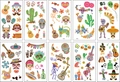 Lot de 10 tatouages éphémères colorés Jour des Morts avec motifs de crânes et de guitares - Jour des Morts / Lot de 10 feuilles