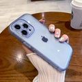 Transparent silicone phone case compatible with iPhone, soft protective back cover with sleek finish. - Transparent Blue
