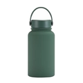Deep green matte 650ml stainless steel sports water bottle with portable handle loop - 650ml / Regular Fit / Moss Green