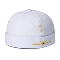 Light blue miki hat with yellow embroidery and Z-stitch detail for street style - Adjustable / Light Blue
