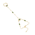 Gold stainless steel slave bracelet with emerald heart and mother of pearl accents - Square Style