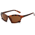 Y2K steampunk sunglasses in tortoiseshell frames with brown oversized geometric lenses - Leopard Frame / Tea Lens