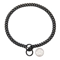Vista detallada de la cadena cubana negra de 10mm para perro con moneda de referencia - 10 pulgadas/25.4cm / Negro