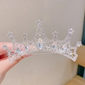 Silver princess crown headband for girls with sparkling crystals and white rhinestones - Silver Marquise Crystal