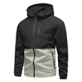 Giacca da uomo impermeabile con cappuccio e design color-block nero e grigio sportiva - Taglia S / Grigio chiaro