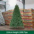 Albero di Natale artificiale verde lusso 210cm con 1000 rami densi e base in metallo - 2.1m Lusso Alta Densità (1000 Punte)