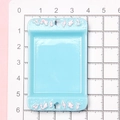 Detailed view of a blue miniature dollhouse tray measuring 6x4cm on a grid mat - Square Plate / Blue