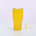 Vibrant yellow 30oz insulated stainless steel tumbler with a secure transparent lid - 30oz / Painted Yellow