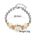 Minimalist stainless steel beaded bracelet featuring gold, silver beads and white pearls - B1098-Small