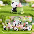 Cute panda crystal stone blind box variant with resin animal figure and bamboo basket - A100 Cute Panda Mini Box 8 / Full Box Set