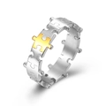 Anello puzzle in acciaio al titanio argento e oro con design moderno e creativo - Taglia 6 / Stile A