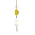 Golden moon suncatcher with yellow agate slice and iridescent crystal prisms - Yellow Agate