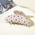 Elegant beige hair claw clip with purple berry pattern and glossy finish for women - Large Claw Clip / Purple Berry Claw No Rhinestones