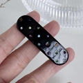 Elegant black acetate hair clip with sparkling multi-color crystals for women - 5.3cm / Black