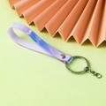 Portachiavi laser in PVC iridescente con anello in metallo argento e effetto olografico - Rosa Chiaro Olografico con Catena
