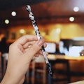Macro shot of spiral acetate hair pin with black and white marble pattern texture - 7# Black White Minimalist