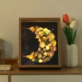 Handmade shell moon night light frame with warm LED glow and starry wood design - Natural Wood-colored Moon-shaped Photo Frame + Starry Sky Paper (includes Seashells Pearls Alcohol Glue And String Lights) / 8-inch Hollow 3cm